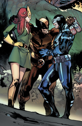 It is NOT cannon that Scott/Jean/Wolverine are in a throuple….It IS cannon that the Summers family now lives on the moon… and Logan lives in their house… and he, Scott, and Jean have individual bedrooms with adjoining doors… and Logan and Scott had this conversation…