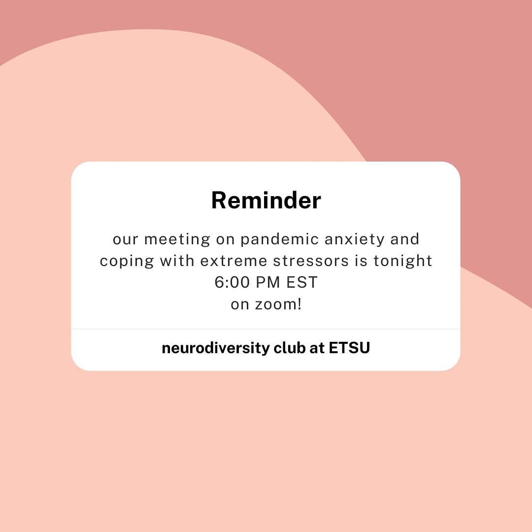 here's a quick reminder: our discussion on coping with pandemic anxiety and extreme stressors is tonight at 6:00 PM EST on zoom. join our discord server or email us for the link!
