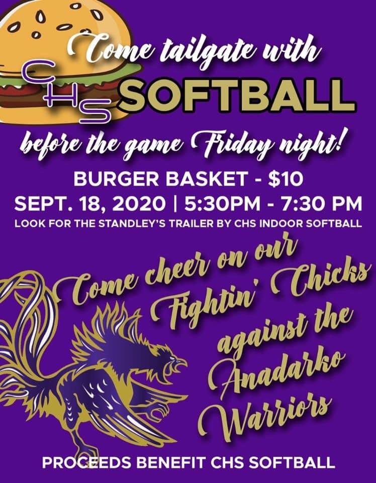 FightinChickSB's tweet photo. Support your Fightin’ Chick Softball team 🥎 Tailgate before the football game Friday night! #BeatDarko #GoChicks @ChickashaAthle1 https://t.co/H2mXrXfuhK