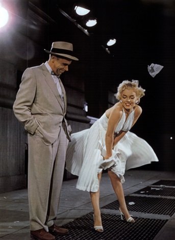 Looks like a gust of wind has brought along The Seven Year Itch (1955) next w/ Fujiko as Marilyn Monroe & Lupin as the enthralled Richard Sherman in the iconic dress scene ~ 