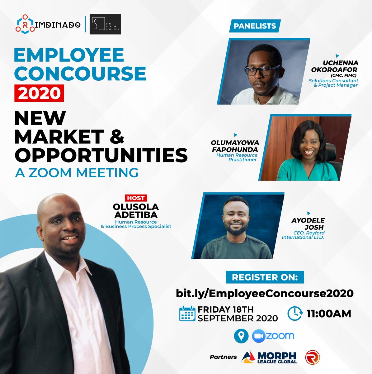 SolutionsArchi3's tweet image. Have you registered yet?
Join us on friday by 11am prompt via the zoom app for FREE. 
Register here: bit.ly/EmployeeConcou…
#PeopleProcesses#peopleareawesome #2020jobs#PostCovid19