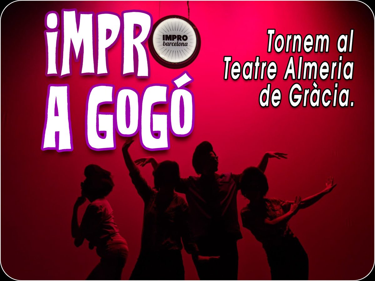 ImproBarcelona's tweet photo. #ImproaGoGo Torna al @almeriateatre. #ImproBarcelona en estat pur. Jo de tu... Reservava ja
๐https://t.co/kq4LVfdLKF
๐ขVenda anticipada (-30%) fins 7 dies abans de la funciรณ https://t.co/NVVtyG2oCx
