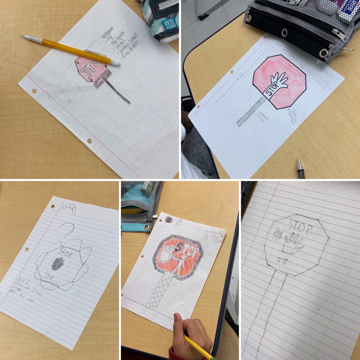 MYPDesignRIS's tweet image. A quick A B mini-challenge to improve the standard stop sign in Grade 8 Design today! @RogersInt #mypdesign #criterionB #stopsign #designsketch