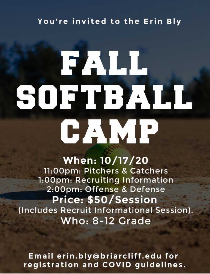 Softball Camps are the best way to build a relationship with a coach. Camps are a place to be seen and interact with the coaching staff. They are a key to your recruitment. First up this Fall is Briar Cliff University. A great camp &amp; great chance to catch up with Knights alumnae!
