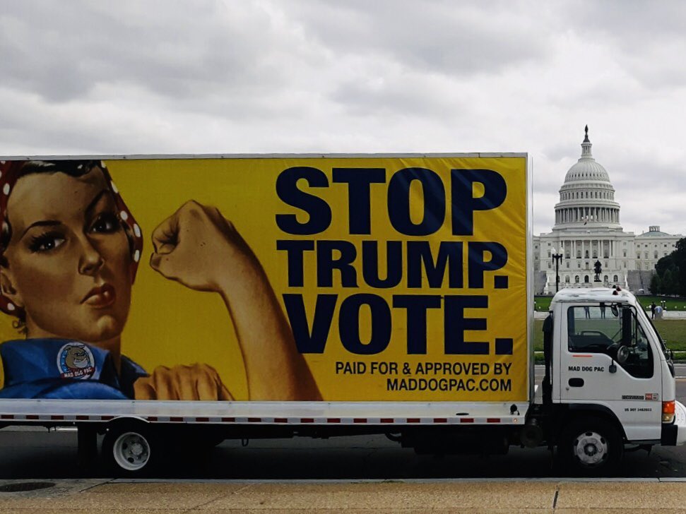 @robreiner @TrueFactsStated STOP TRUMP ~ #VOTE 

@maddogpac on the road in DC sportin #RosieTheRiveter on our 30’ mobile billboard. GO. FIGHT. WIN. #StopTrump 🗽⚖️ 🇺🇸 Join us and all the sensational shenanigans with Mad Dog PAC & supporters. Shop or Donate. 

bit.ly/MadDogShop
bit.ly/MadDogDonate
