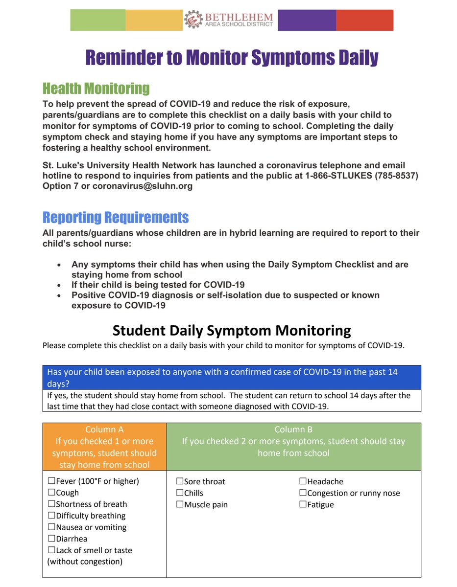 .@mystlukes has launched a coronavirus telephone and email hotline to respond to inquiries from patients and the public. Call 1-866-785-8537 (option 7) or email coronavirus@sluhn.org. @BethlehemAreaSD #BASDcommunity