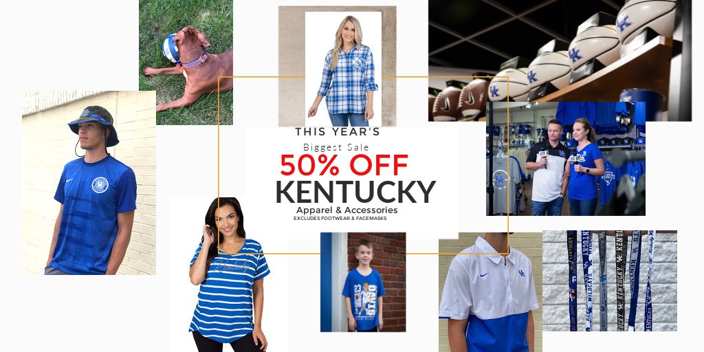 Our biggest sale ever @ALLSPORTSLEX | 50% off All Kentucky Apparel & Accessories. Excludes Footwear & Face masks