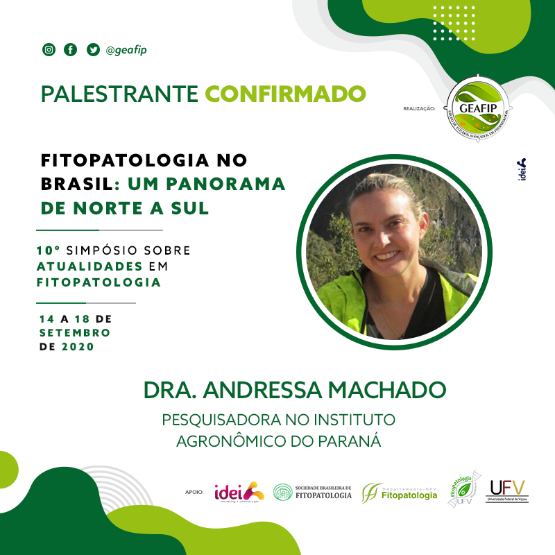 Palestra 1:  "Avanços e desafios no manejo genético de nematoides" - Dra. Andressa Machado.
Corre lá no canal do Geafip no Youtube que vai começar já já!

#fitopatologia #centroOeste