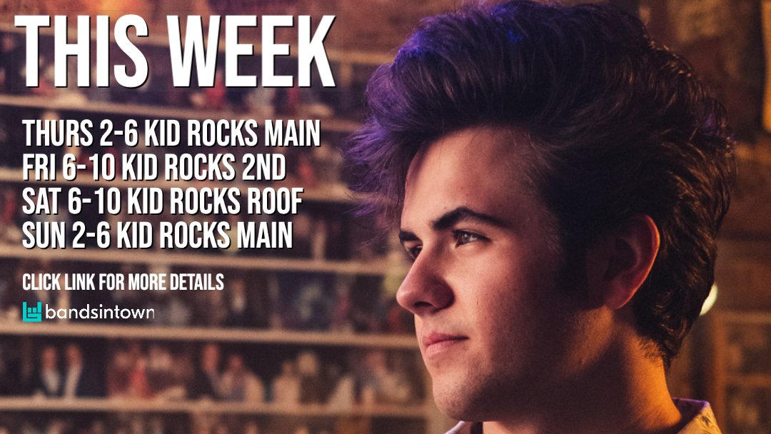 JacksonCapps's tweet image. Join us for this week's shows:⁠
Thurs, Sept 17 ll Kid Rock's Main ll 2-6pm
Fri, Sept 18 ll Kid Rock's 2nd ll 6-10pm
Sat, Sept 19 ll Kid Rock's Roof ll 6-10pm⁠⠀
Sun, Sept 20 ll Kid Rock's Main ll 2-6pm⁠⠀⠀
⠀⠀
For more details: bnds.us/au1bp6