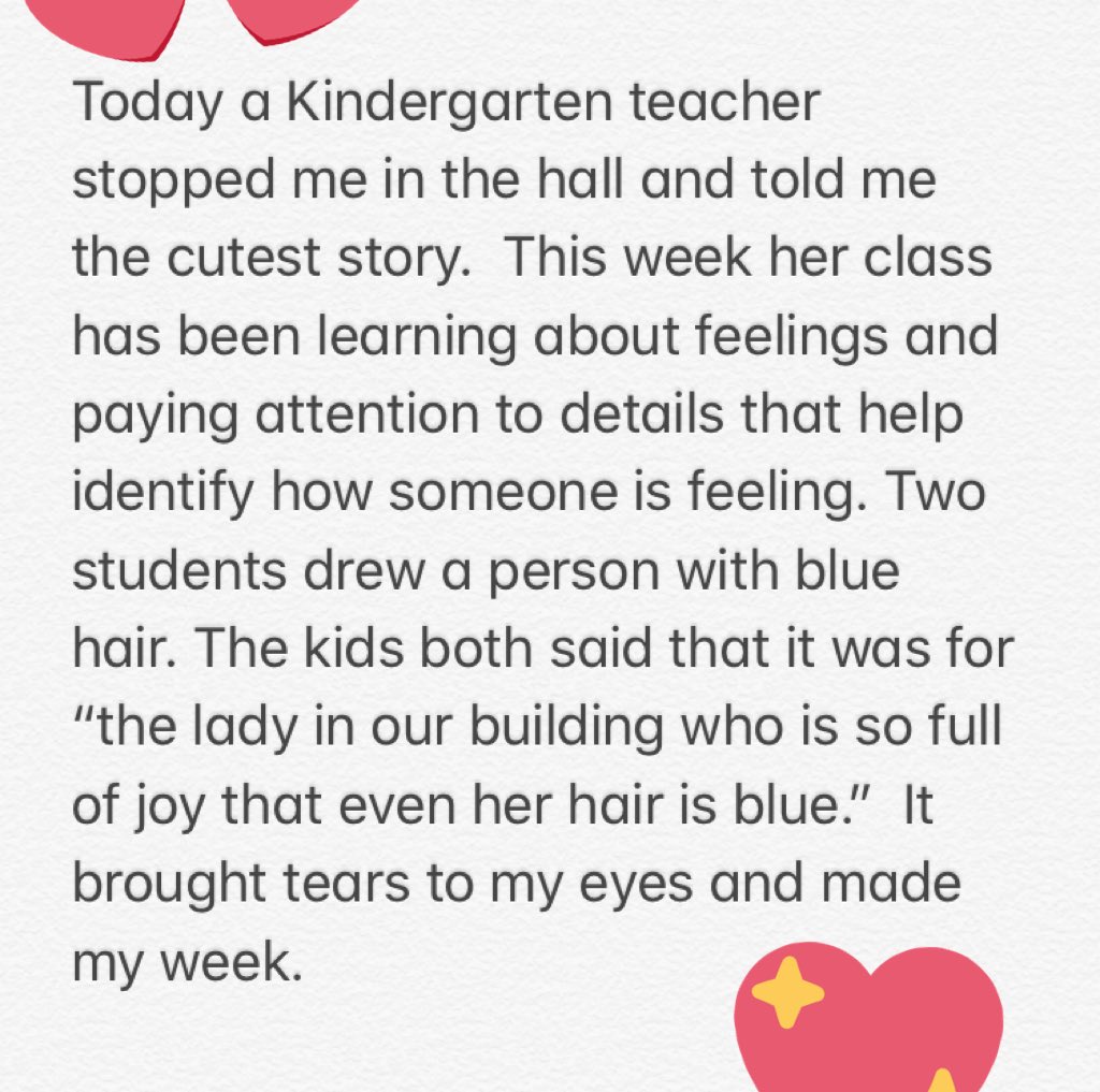 AimeeStailey's tweet photo. Made my week! Thanks Ms. Moore for the story. #spreadingjoy #mentalwellness #AMWT @NikkiHarrisonME @AvonMentalWell @OrioleTweets https://t.co/oXGiuqt3Bo