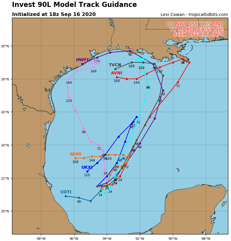 That said, never trust a slow moving storm in the Gulf. And if you want to see why, look at what the tropical models have going on here. Don't focus on any one run here. But appreciate the broader picture. Loops, curls, weird tracks. Kind of a mess, TBH. 7/