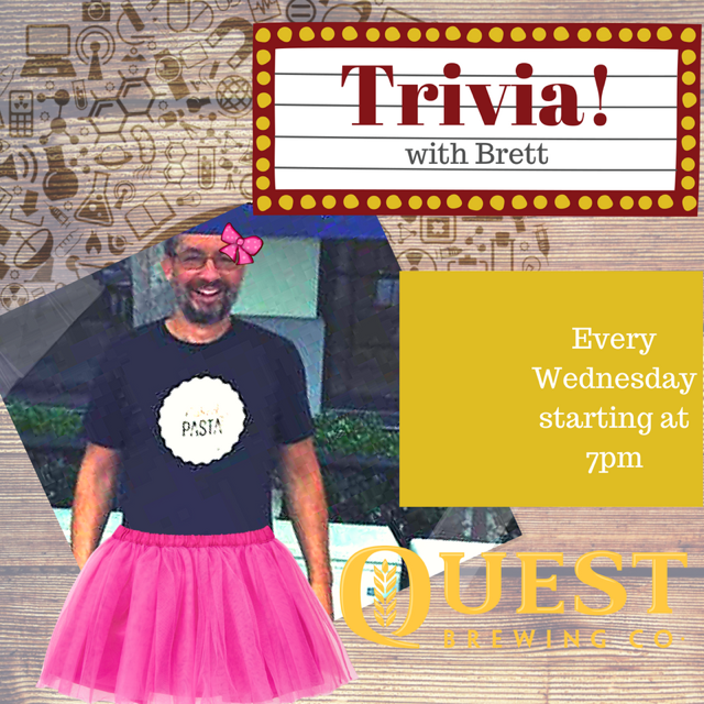 Trivia with Brett has been moved to the Brewhouse this evening with plenty of space for social distancing! Come on out and test your knowledge and heckle Brett a little. Fun starts at 7pm. Grab some friends and get over here. Cheers!!