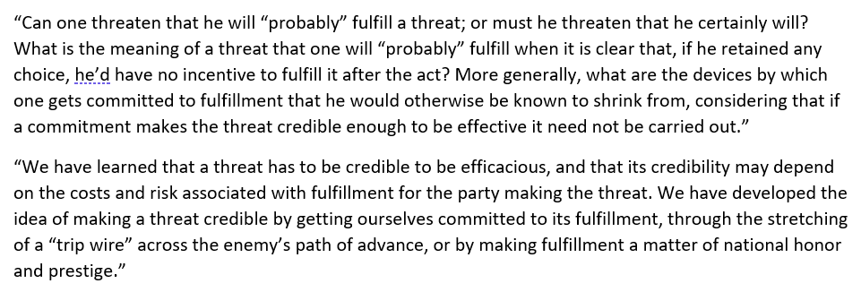 5/ We heard that the French threat was sanctions. For threats to be effective, they have to be credible. Developing the credibility of threats is a whole field of study in international relations. It is not enough to simply say behind closed doors we may impose sanctions...