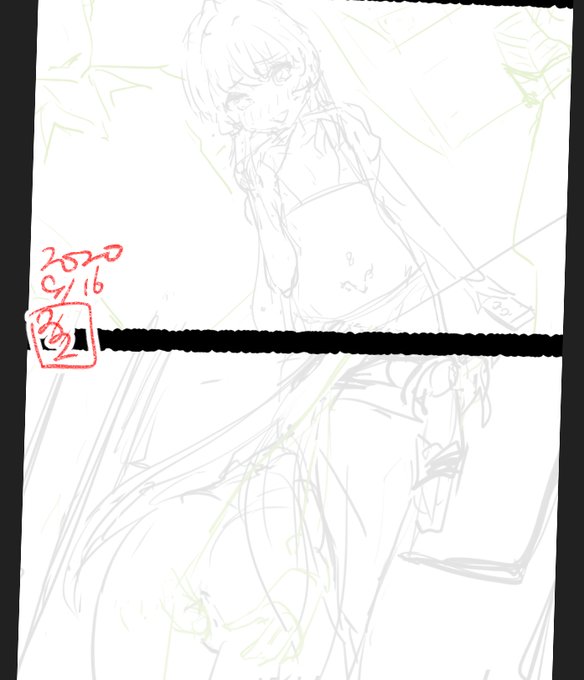 線ひいており#平日一絵 