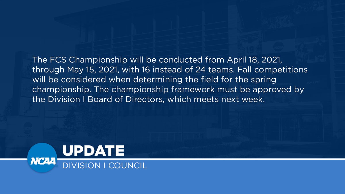 DI Council approves changes to @NCAA_FCS championship: on.ncaa.com/b26yp