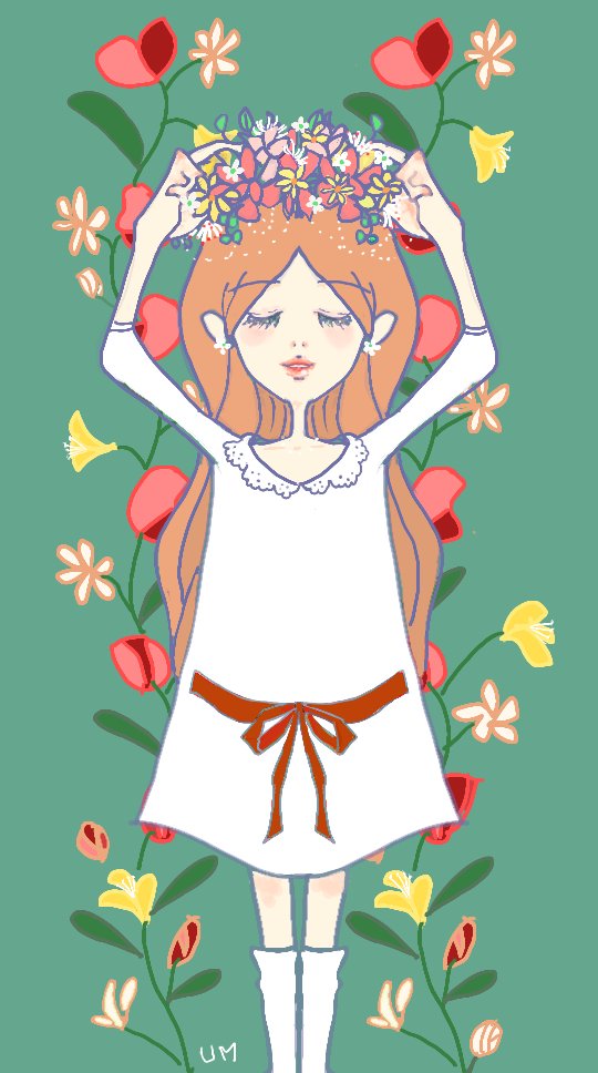 Bloom イラスト好きさんと繋がりたい 女の子イラスト 花かんむり Umのイラスト