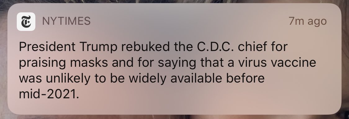 But this President is dooming his fellow Americans to die, rebuking the  @CDCDirector for telling Congress & the public what the world knows: masks are “the most important, powerful public health tool we have” in fighting this pandemic.  https://www.nytimes.com/2020/09/16/world/covid-coronavirus.html Impeachable idiocy