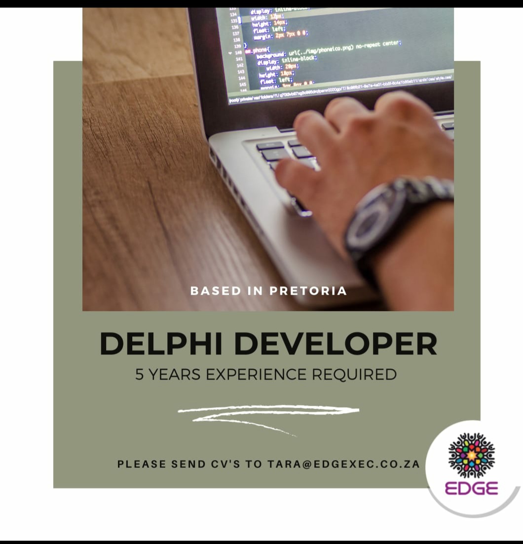 JaniceWagnerEdg's tweet image. Urgently looking for a Delphi Developer #delphideveloper #recruitment #JobSeekersSA #JobSeekersWednesday 
Janice@edgexec.co.za