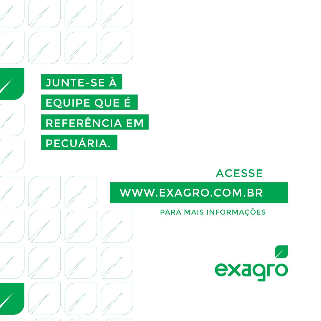 exagro's tweet photo. Programa de Estágio Exagro 2021. Inscrições abertas até dia 12/10/20. Saiba mais em: https://t.co/T7BXpyIcv7 #pecuária #consultoria #estágio #estagioexagro2021 https://t.co/XJql83cBGr