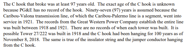 the answer is that we don't know. we think it is about 97 (!) years old, but we're not sure because PG&E (the electric company that owns the lines) didn't keep records about it.