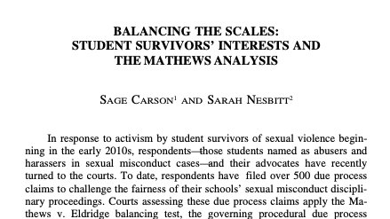 The only way to create fair procedures for student survivors and respondents is by valuing all students' continued access to education. Read more on how courts can create a truly fair process from our very own @Sage_Gaea and @therealsnez. harvardjlg.com/wp-content/upl…