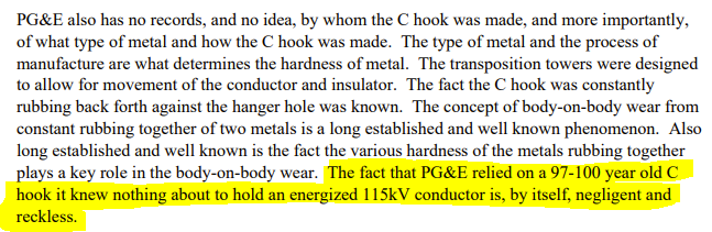 after the fire, many of the pieces were taken to the FBI lab's metallurgical unit at Quantico, and they determined that the C hook was made of cast iron. not all the C hooks on these 100-year old towers were made of cast iron--many were made of steel. but again: no records.