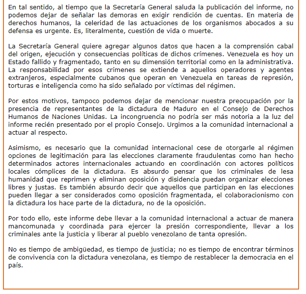 Almagro_OEA2015's tweet photo. Comunicado de la Secretaría General de la @OEA_oficial  sobre el Informe de la @ONU_es sobre crímenes de lesa humanidad en #Venezuela. #OEAconVzla 

https://t.co/EppnlxF3ba https://t.co/DlfAdGZhml