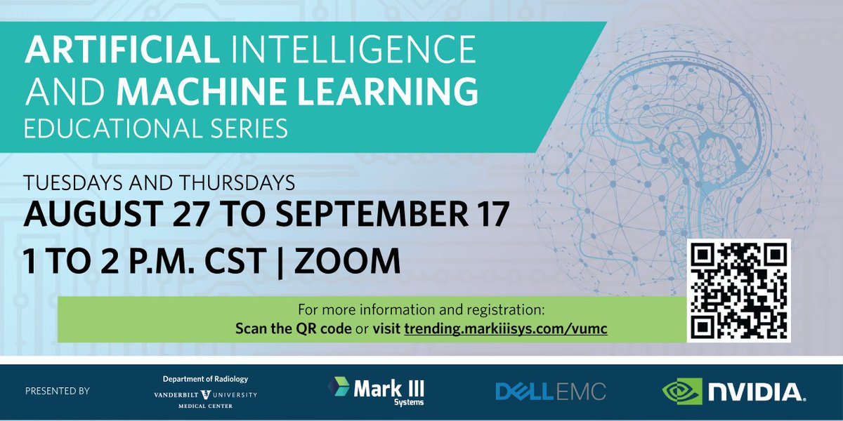 Brent Savoie MD JD (@brentsavoie) on Twitter photo Join us tomorrow at 1PM CST for Vanderbilt Radiology's AI Educational Series where we will hear from Aidence.
Info at the link trending.markiiisys.com/vumc
Many thanks to our presenters and to <a href="/MarkIIISystems/">Mark III Systems</a>
<a href="/Dell/">Dell</a> <a href="/nvidia/">NVIDIA</a> @vumcradiology & <a href="/CollinHowserMD/">Collin Howser, MD</a> Join us tomorrow at 1PM CST for Vanderbilt Radiology's AI Educational Series where we will hear from Aidence.
Info at the link trending.markiiisys.com/vumc
Many thanks to our presenters and to <a href="/MarkIIISystems/">Mark III Systems</a>
<a href="/Dell/">Dell</a> <a href="/nvidia/">NVIDIA</a> @vumcradiology & <a href="/CollinHowserMD/">Collin Howser, MD</a>