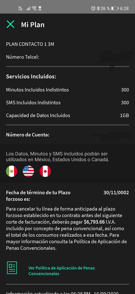 delossantosma's tweet photo. @ServicioTelcel Porque me cobran como si fuera PLAN SIN LIMITE 700 son y en la aplicación dice PLAN CONTACTO 13M @Profeco @IFT_MX @Telcel https://t.co/kbGSLuc2aX