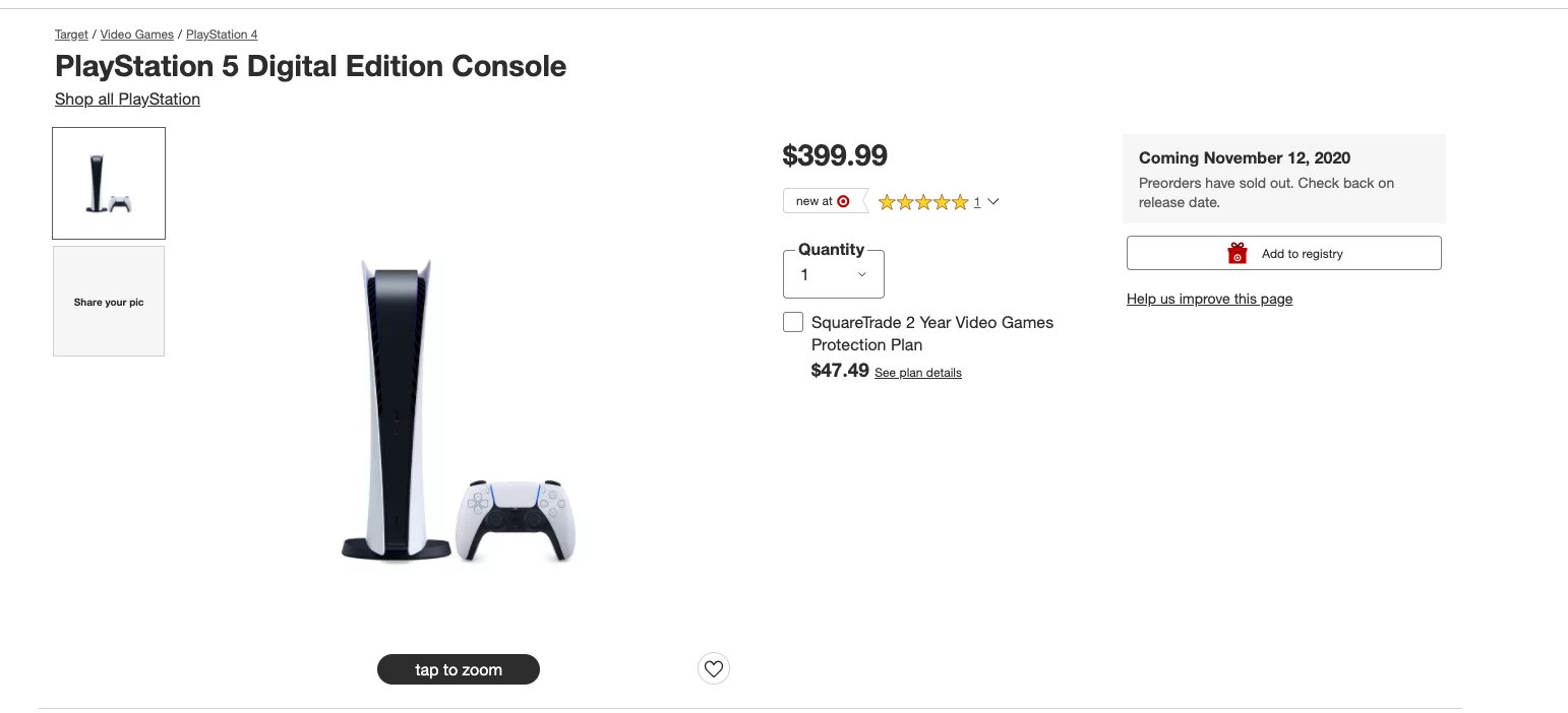 Is PlayStation 5 digital edition available at Target?