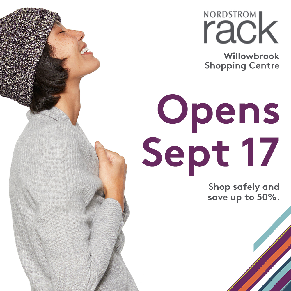 Looking to step up your Zoom conference call game? Perfect timing because @nordstromrack Canada at Willowbrook Shopping Centre opens tomorrow! Think of all the cute tops, cool jackets and cozy fall sweaters you can get – with up to 50% off! Doors open at 9am tomorrow - Nat