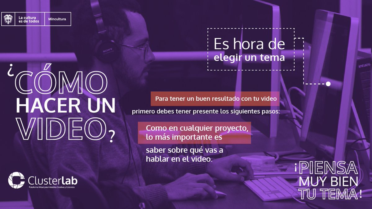 clusterlabco's tweet photo. Te invitamos a seguir este paso a paso para aprender a hacer videos que te permitan difundir tus productos o iniciativas en redes sociales.
Hoy iniciamos, acompáñanos.
#ClusterLab #Emprendimiento #IndustriasCulturales #IndustriasCreativas #ComparteLoQueSomos #ProyecciónDeImpacto https://t.co/NceBvq1LOG