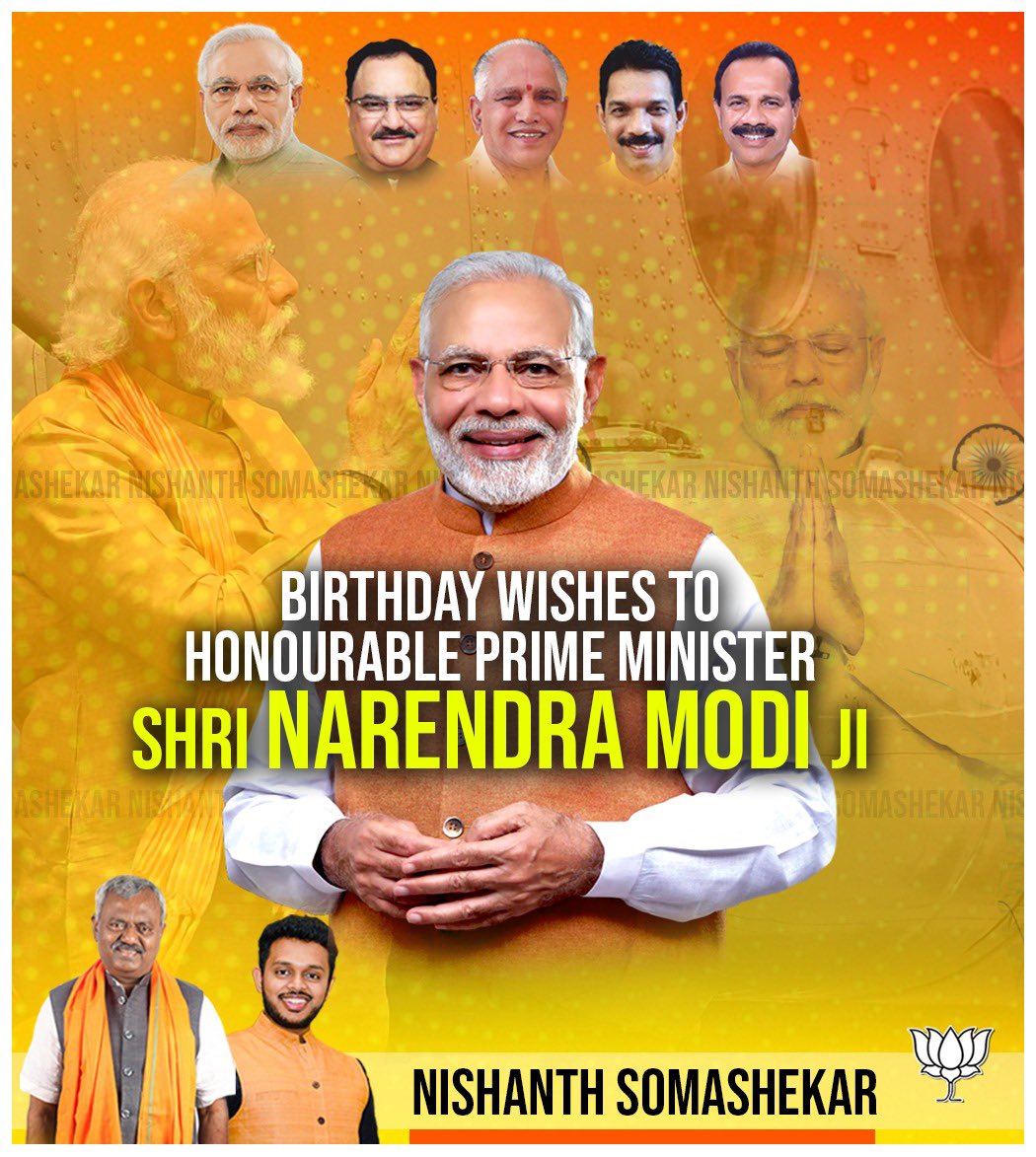 Nishshekar's tweet photo. "ಇಚ್ಛೆ + ಸ್ಥಿರತೆ = ಸಂಕಲ್ಪ, ಸಂಕಲ್ಪ + ಕಠಿಣ ಪರಿಶ್ರಮ = ಯಶಸ್ಸು" ಎಂಬ ಮಂತ್ರದಿಂದ ಭಾರತದ ಯುವಕರನ್ನು ಉತ್ತೇಜಿಸಿ ಜಗತ್ತೇ ಅಚ್ಚರಿಗೊಳ್ಳುವಂತೆ ಮಾಡಿದ ಭಾರತದ ಹೆಮ್ಮೆಯ ಪುತ್ರ, ಪ್ರಧಾನ ಮಂತ್ರಿ ಶ್ರೀ ನರೇಂದ್ರ ದಾಮೋದರ್ ದಾಸ್ ಮೋದಿಯವರಿಗೆ ಜನ್ಮದಿನದ ಶುಭಾಶಯಗಳು. ಭಗವಂತ ಸಕಲ ಯಶಸ್ಸನ್ನು ದಯಪಾಲಿಸಲಿ! #HappyBirthdayPMModi https://t.co/HnsXjZIbJN