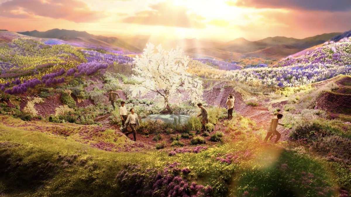 and this connection would make sense because both the BTS and GFRIEND storylines have crossed over with the magic island theme.(common characteristics are the tree and the lake)