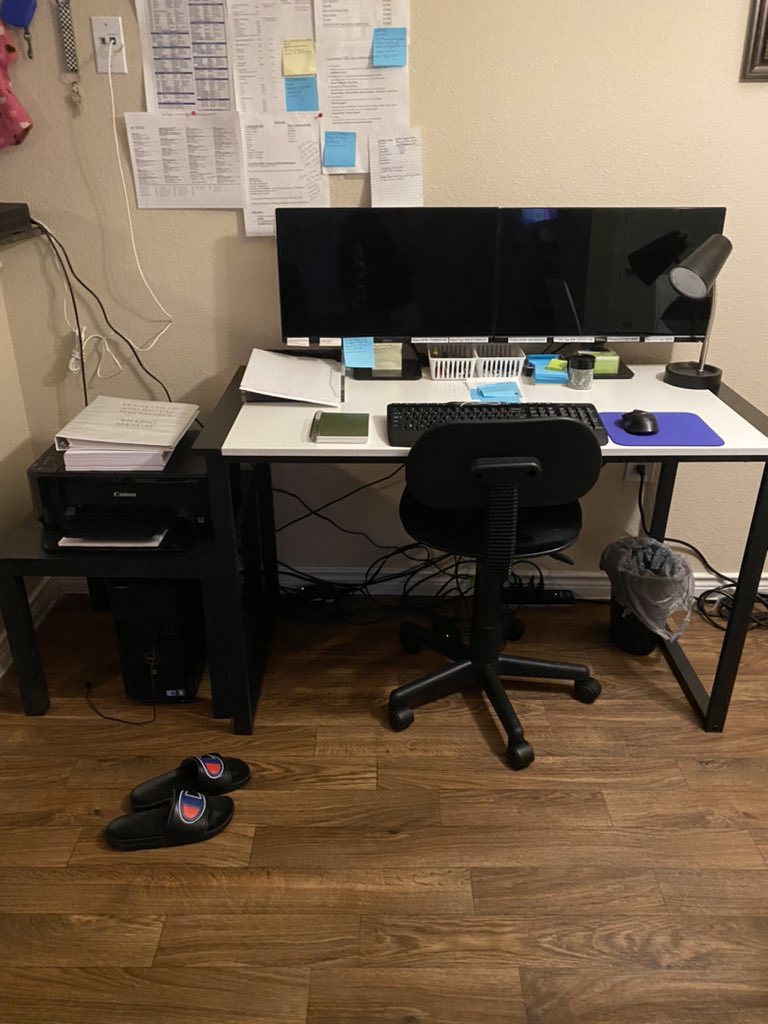 AintMe34's tweet photo. After I FINALLY got the Internet working! Att finally sent someone out here who realized that the wire outside my apartment was bad and replaced it I moved the office in the dining room! https://t.co/Ye0zUQ6Jps
