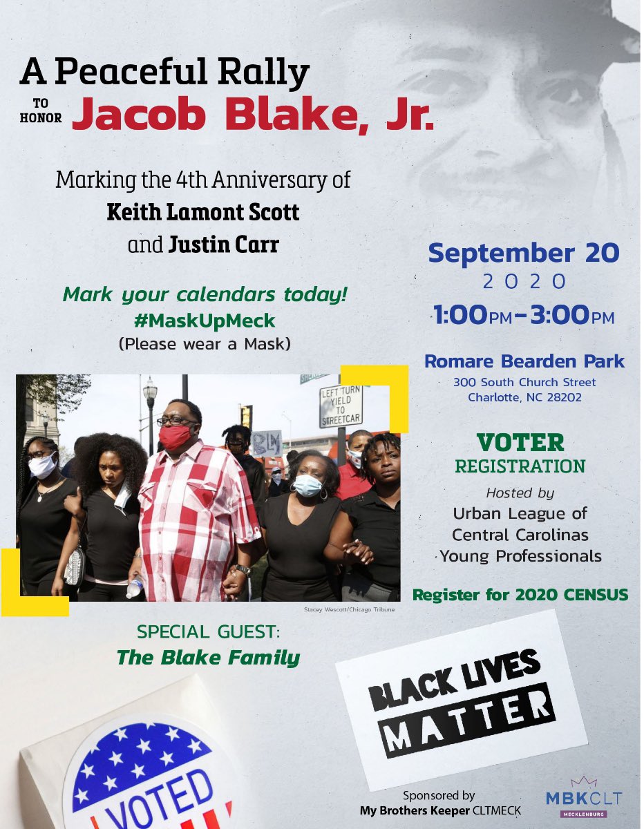 MichaelDeVaul's tweet photo. Join Us this Sunday at Romare Bearden Park from 1-3pm. This family friendly event is a #peacefulrally to #registertovote #completethecensus #getinvolved. Help spread the word & please #MaskUpMeck
From Evanston to Charlotte, I Am My Brothers Keeper 🧡💙
https://t.co/yj5aOXsgOA https://t.co/JpBVH28nh7
