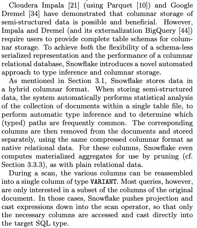 5. They had some really nice ideas around nested data, and taking advantage of cheap storage to make it more efficient in S3: