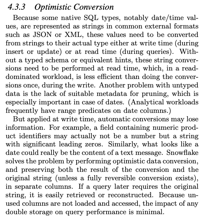 5. They had some really nice ideas around nested data, and taking advantage of cheap storage to make it more efficient in S3: