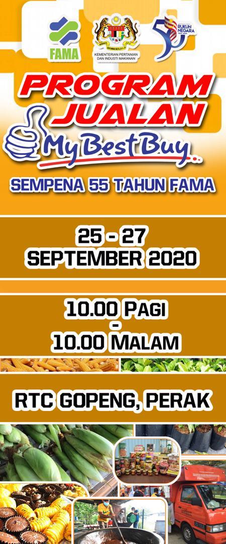 Program Jualan MyBestBuy Bulan September 
Sempena 55 TAHUN FAMA..

Jangan Lupa 25-27 september 2020 10pg-10mlm di Rtc Perak 

Yang Mana Ke #Utara tu moh singgah ke RnR Rtc Perak..

#famadihatirakyat