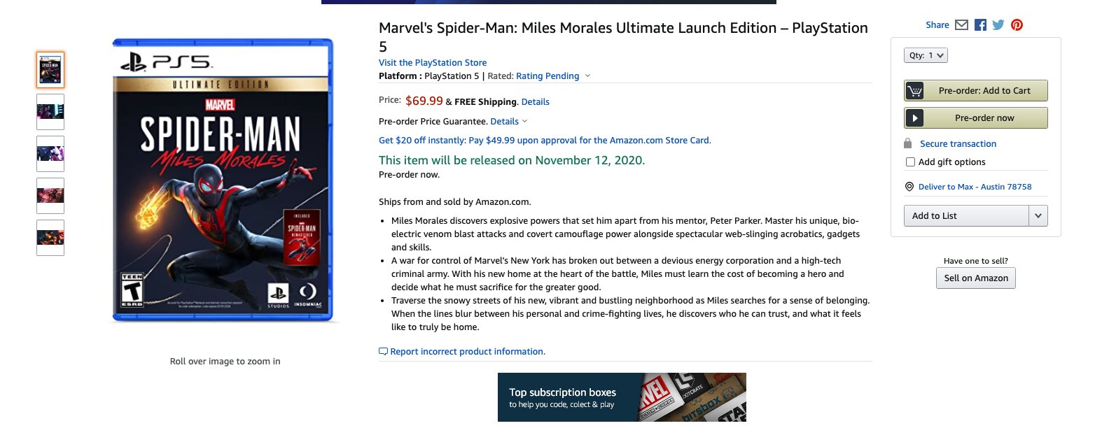 Spider-Man: Miles Morales Launch Edition - PlayStation 5