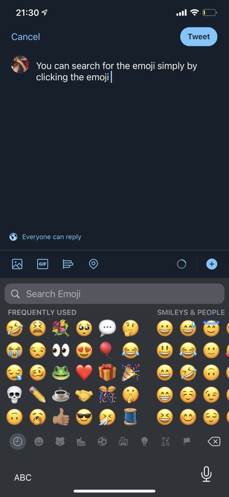 You can search for the emoji simply by clicking the emoji and entering the name of the emoji you are looking for