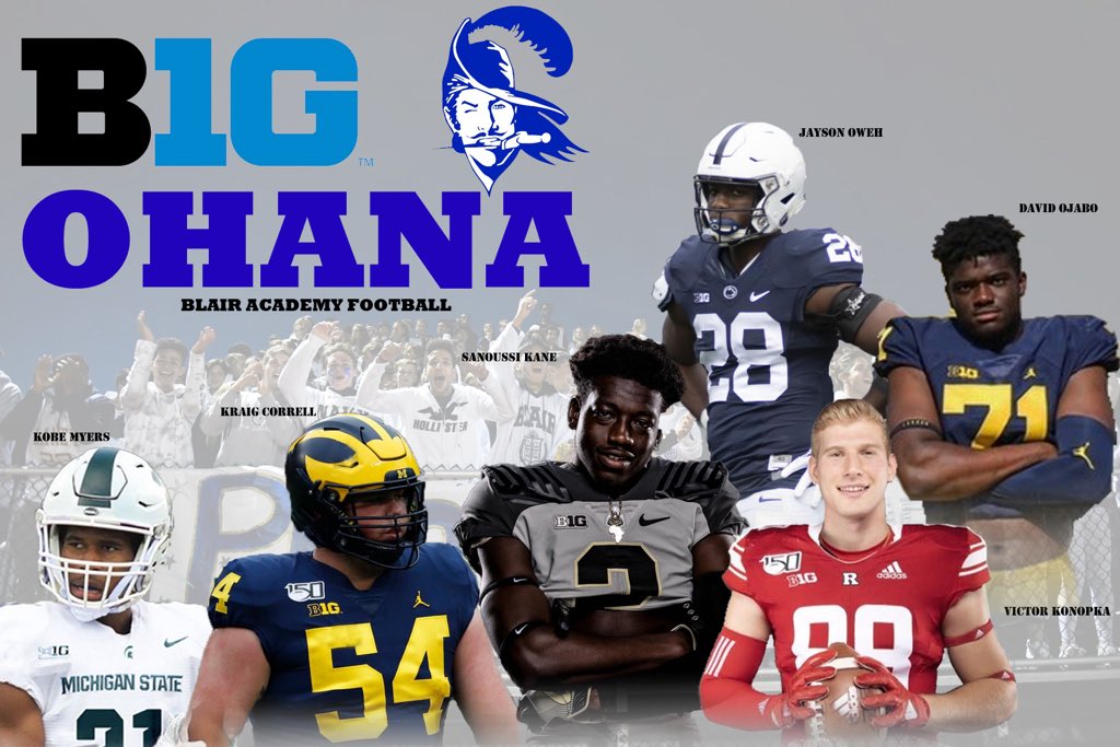 Excited for our Blair Academy B1G OHANA! I can’t wait to see these guys on the field soon! @JaysonOweh @iamv15k @DavidOjabo @SanoussiKane1 @Kraig2018 @K_myers1215