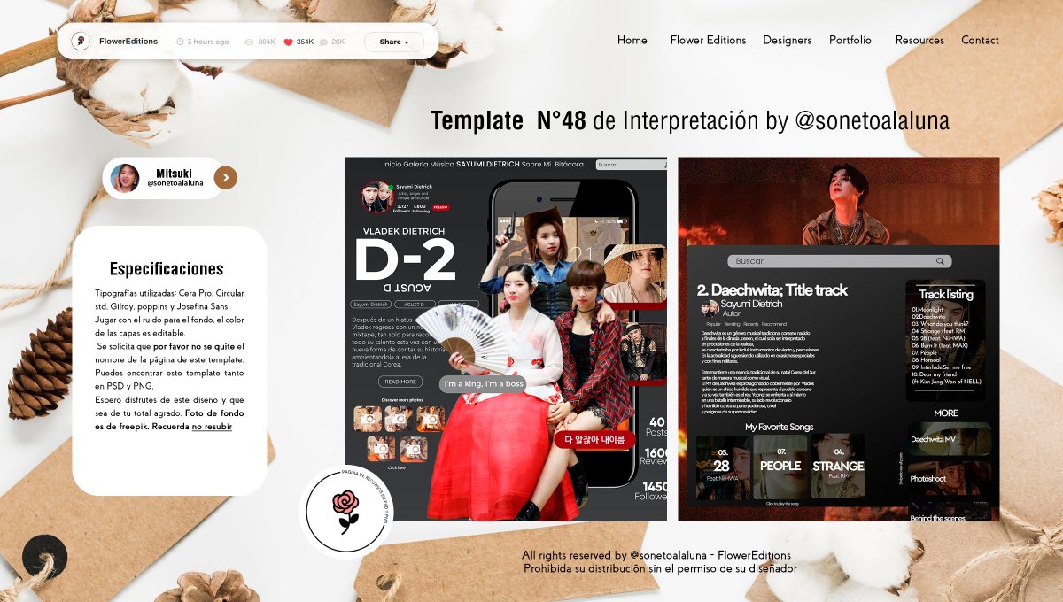›   Template N° 48 de Interpretación web © 
@sonetoalaluna 

    Fonts: Cera Pro, Gilroy y Josefina Sans
⠀⠀𝙉𝙊 𝙗𝙤𝙧𝙧𝙖𝙧 𝙢𝙖𝙧𝙘𝙖 𝙮 𝙉𝙊 𝙧𝙚𝙨𝙪𝙗𝙞𝙧.

PSD: bit.ly/3knAUZw
Si te gusta o descargas recuerda dejar un MG o un RT.