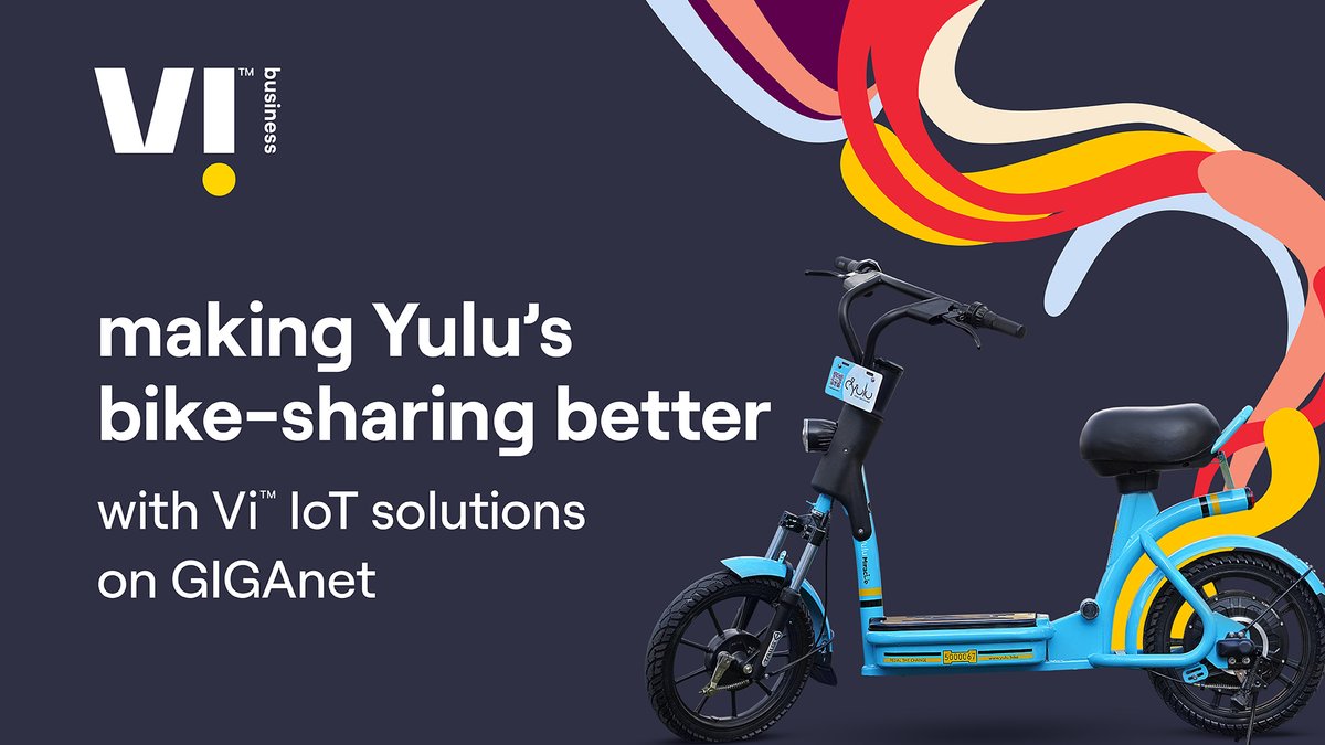 ViBusinessIndia's tweet photo. Yulu monitors and controls their electric bikes in real-time with Vi IoT solutions on GIGAnet. To know more, click here https://t.co/QdgHtgU8dF 
#TogetherForTomorrow https://t.co/sKO9uycHed