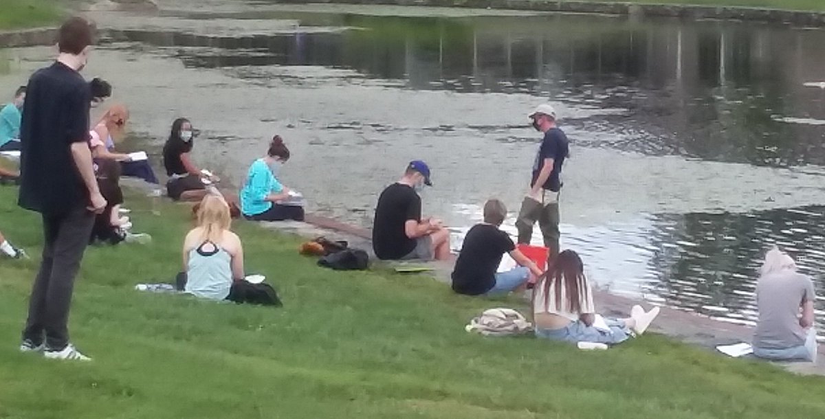 #wheatonma biology on #Peacock Pond. Distanced but present.