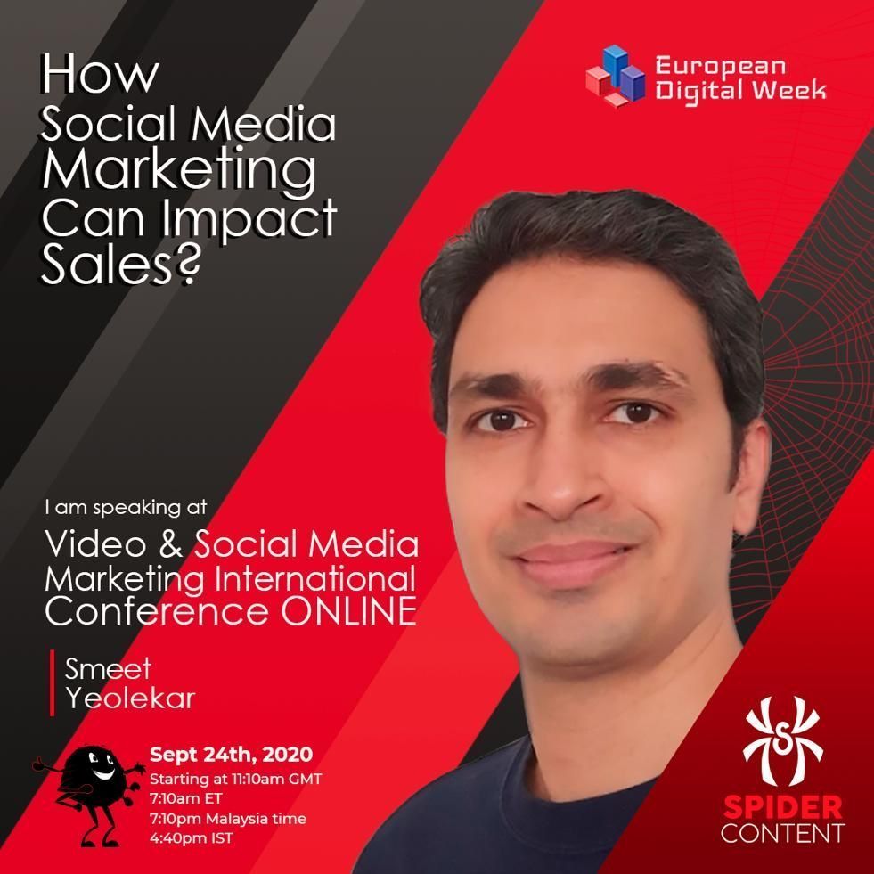 SpiderContent1's tweet photo. Social media is one of the best yet the trickiest way to boost up your sales. Listen to our Co-founder give insights on the same at European Digital Week. 

#socialmediamarketing #europeandigitalweek #socialmediasales https://t.co/EOYf6uBYJo