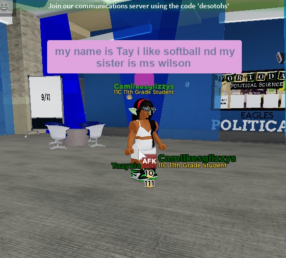 ABrookerson's tweet image. Students actively engaged in our Introduction Activity for the start of the 2nd Quarter. I learned so much about the students, can't wait to start my lesson. @desotohs_rblx #English3 #RobloxLearning #DHSRBLX #OnTop #English3Rocks #EngagingActivity #StudentIntroductions