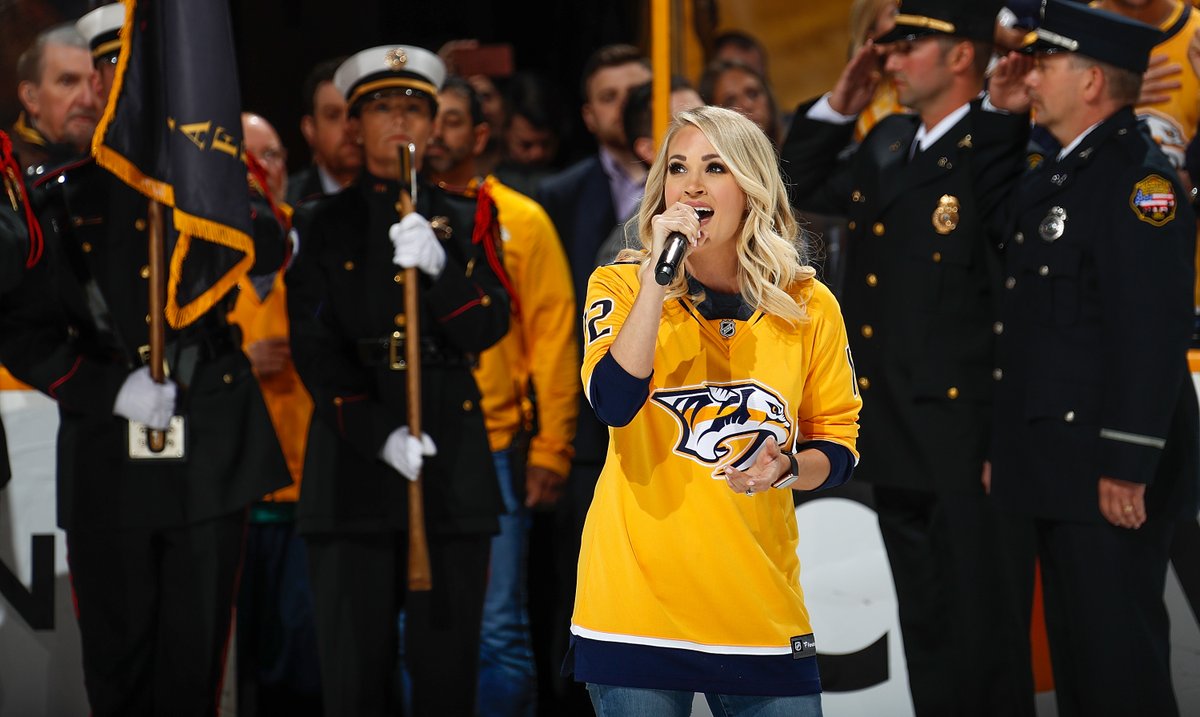 PredsNHL's tweet photo. Entertainer 👏 of 👏 the 👏 YEAR. 👏

Congrats, @carrieunderwood!! https://t.co/vOW9hOzrG3