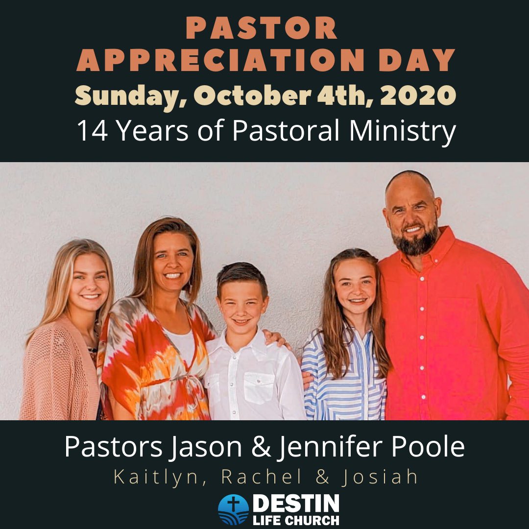 Join us on Sunday, October 4th @ 10:30am as we celebrate Pastor's Appreciation with our Pastors Jason &amp; Jennifer Poole for 14 Years of Pastoral Ministry. You are welcome to bring a card and a gift. There will be a card and gift basket in the foyer.