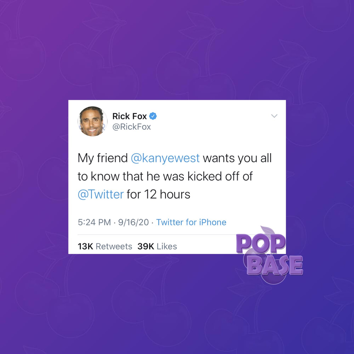 Rick Fox says Kanye West has been kicked off Twitter